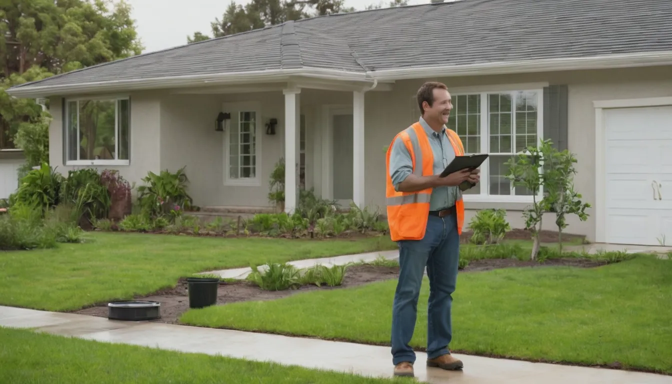 Friendly septic provider and homeowner reviewing a yard system near Dearborn